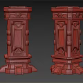 Two Carved Stone Pillars With Intricate Decorative Patterns And Vintage Textured Design