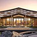 Traditional Curved Roof Detached Villa With Central Courtyard And Lush Greenery Surroundings
