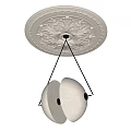 Modern Pendant Chandelier With Ornate White Ceiling Medallion Two Circular Shades And Black Hanging Cords