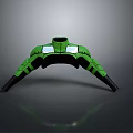 Green Mechanical Component With Geometric Structure Shiny Surface And Black Supports