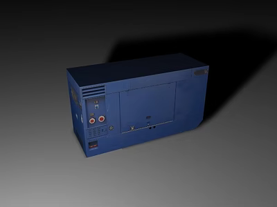 Heavy Duty Dark Blue Industrial Equipment Enclosure With Control Panel And Interface Ports 3d model