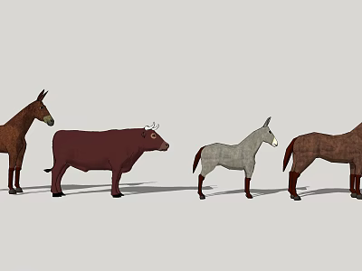 Collection Of Reptile Figurines Standing In Profile View With Shadow Details 3d model