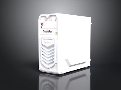 Modern White TechnoShield Desktop Computer Case With Ventilation Design For Electronic Device 3d model