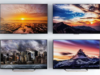 High Quality TVs Showing Stunning Sunrise Mountain City And Snowy Scenic Views 3d model