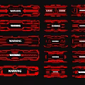 Red Warning Pendants With Multiple Strip Designs And Various Decorative Styles 3d model