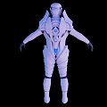 Full Body Futuristic Armored Game Movie Character In Blue White Sci Fi Costume