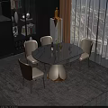 Modern Round Dining Table Set With Marble Top And Upholstered Chairs Brown Backrest White Seat