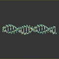 3D DNA Molecular Structure Model With Green Blue White Spheres On Dark Background 3d model