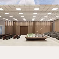 Modern Conference Room Interior With Wooden Walls Large Meeting Table Ceiling Lights And Seats