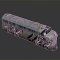 White Diesel Train Locomotive with Circular Engine Vents Yellow Stripes Front Windows and 3D Design