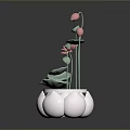 Silver Animal Shaped Decorative Ornament With Green Leaves Red Flowers And Fruits