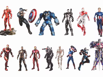 Collectible Superhero Action Figurine Set With Detailed Character Designs And Dynamic Poses 3d model