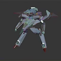 Light Blue Futuristic Sleek Mech Robot With Wing Structure In Standing Pose On Dark Background