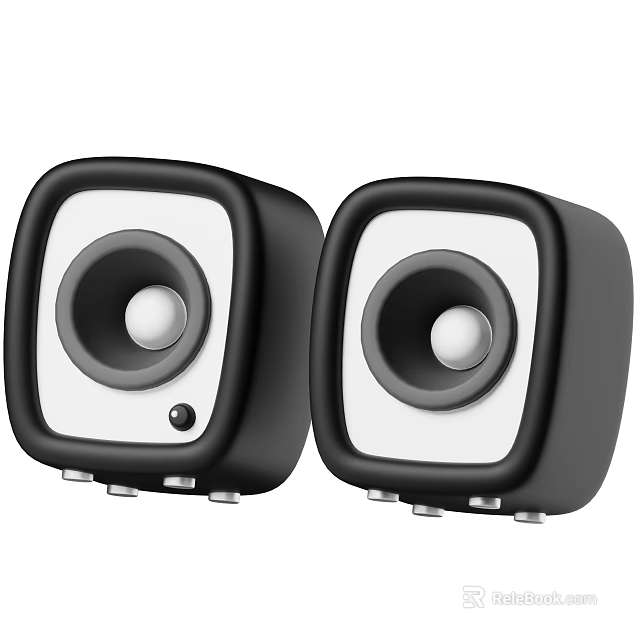 Best Black And White Computer Speakers Compact Design For Desktop PC Audio 3d model 