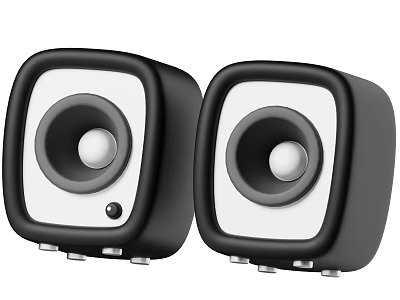 Best Black And White Computer Speakers Compact Design For Desktop PC Audio 3d model