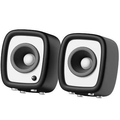 Best Black And White Computer Speakers Compact Design For Desktop PC Audio 3d model