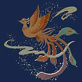Exquisite Phoenix Carving With Vibrant Colors Swirling Cloud Patterns And Sparkling Accents