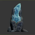 Glowing Blue Crystal Structure With Rock Base And Small Stones