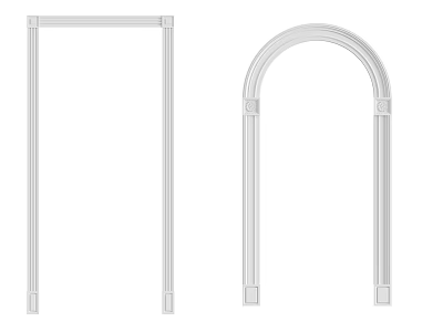 Simple White Door Frames With Rectangular And Arched Minimalist Design 3d model