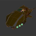 Futuristic Vehicle With Aerodynamic Design Silver Gold Exterior And Blue Lights