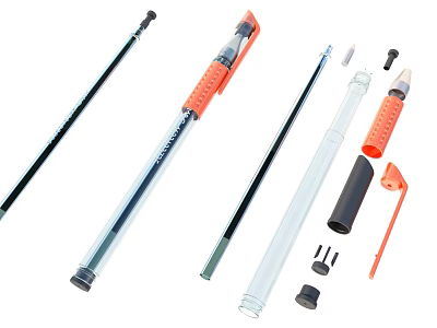 Detailed Disassembled Pen Components With Clear Barrel Orange Grip And Mechanical Parts 3d model