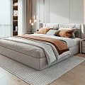 Modern Minimalist Bedroom Interior Design With Upholstered Headboard Nightstand Wall Lights And Area Rug