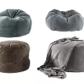 Modern Bean Bag Chairs In Different Colors With Soft Fabric And Blanket