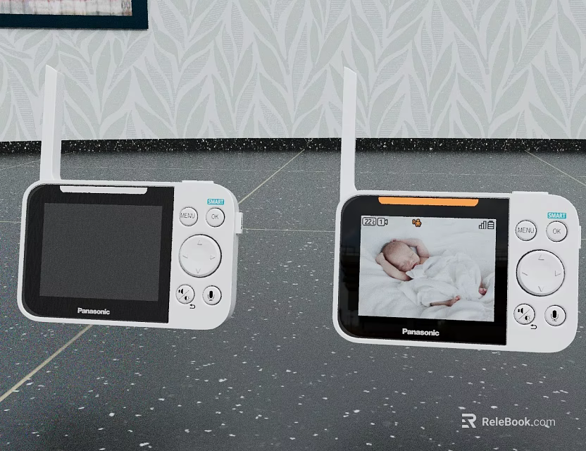 Panasonic Wireless Baby Monitor With Projection Screen Displaying Sleeping Infant 3d model 