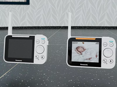 Panasonic Wireless Baby Monitor With Projection Screen Displaying Sleeping Infant 3d model