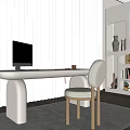 Modern Desk Chair Desk Chair Combination Study Desk Computer Desk Computer Decoration Combination Fabric Wooden Single Chair Dining Chair 3d model