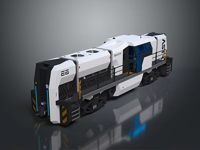 Modern E25 Locomotive white black exterior with blue windows sleek industrial 3D model design 3d model