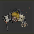 Mechanical Creature Character With Spikes Colorful Decorations Yellow Elements And Claws