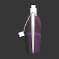 Sculpture Carving of Heart Shaped Perfume Bottle in Transparent Glass with Purple Liquid Silver Sprayer and Pendant