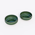 Two Simple Green Ceramic Bowls With Smooth Surface And Textured Design 3d model