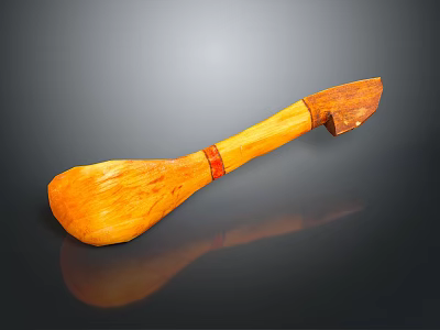 Handcrafted Wooden Household Utensil With Natural Texture And Red Accent Band 3d model