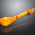 Handcrafted Wooden Household Utensil With Natural Texture And Red Accent Band