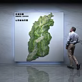 Modern 3D Topographic Wall Decor With Shanxi Province Terrain Map On Marble Wall