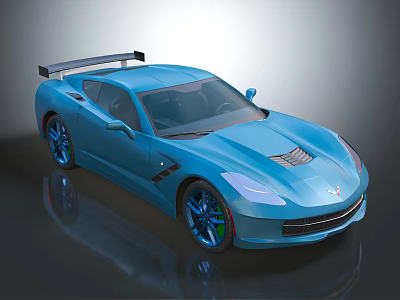 Blue Sports Car With Aerodynamic Design Rear Spoiler Sleek Body And Alloy Wheels 3d model