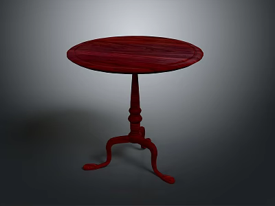 Red Round Wooden Table With Carved Legs And Elegant Vintage Style 3d model