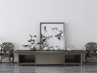 New Chinese TV Cabinet TV Cabinet Single Chair 3d model