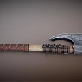 Handcrafted Vintage Axe With Metal Head Wooden Handle And Leather Wrap