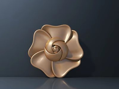 Elegant Ornamental Golden Rose Decoration with Shiny Surface on Dark Background 3d model