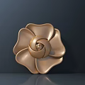 Elegant Ornamental Golden Rose Decoration with Shiny Surface on Dark Background