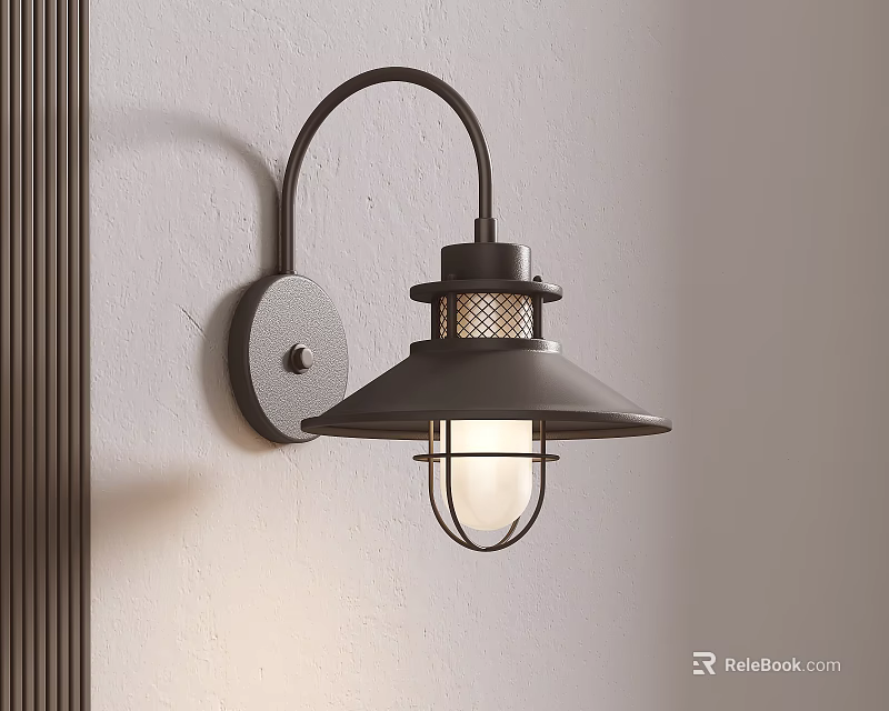 Vintage Industrial Metal Wall Light Featuring Grid Lampshade And Warm Illumination For Home Decor 3d model 