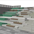 Stone Wood Terrace Steps With Seating Green Plants In Commercial Complex Public Space