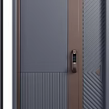 Modern Security Doors With Metal Striped Panels And Durable Security Locks 3d model