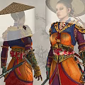 Fantasy Warrior Character In Traditional Asian Armor With Sword
