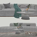 Modern Multiplayer Sofa Coffee Table Combination 3d model
