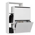White Modern Sofa Combination With Storage Shelves And Decorative Pillows