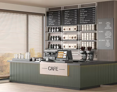 Modern Cafe Milk Tea Shop Coffee Bar Coffee Machine Workbench Cashier 3d model